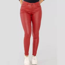 JEANS Housut>AC Belle Coated housut tummanpunainen