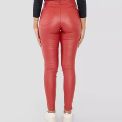 JEANS Housut>AC Belle Coated housut tummanpunainen