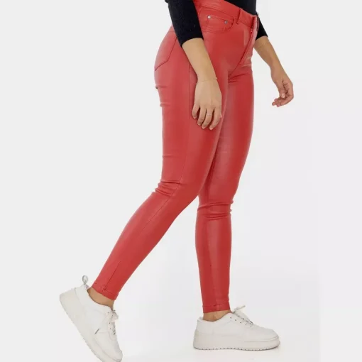 JEANS Housut>AC Belle Coated housut tummanpunainen