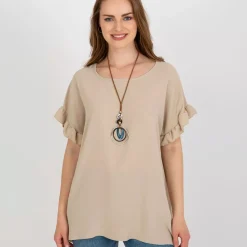 JEANS Lyhythihaiset Paidat Ja Topit>Adela Ciara paita korulla beige