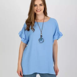 JEANS Lyhythihaiset Paidat Ja Topit>Adela Ciara paita korulla vaaleansininen