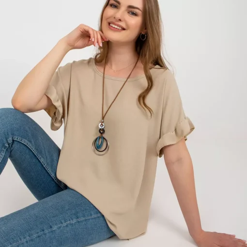 JEANS Lyhythihaiset Paidat Ja Topit>Adela Ciara paita korulla beige
