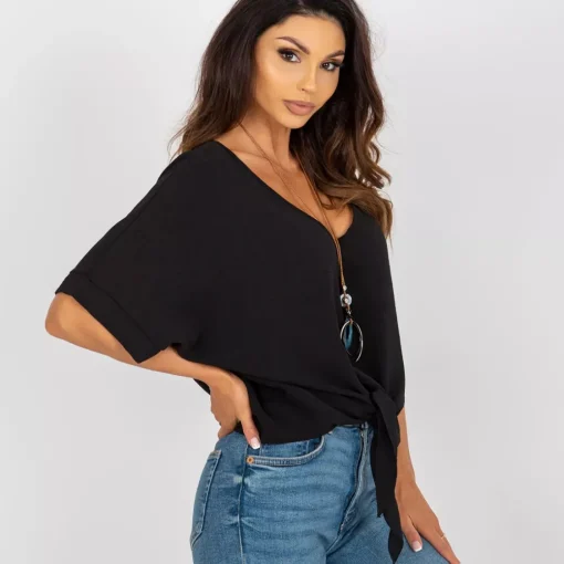 JEANS Lyhythihaiset Paidat Ja Topit>Adela Floe paita korulla musta