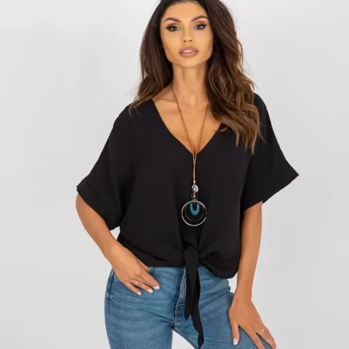 JEANS Lyhythihaiset Paidat Ja Topit>Adela Floe paita korulla musta