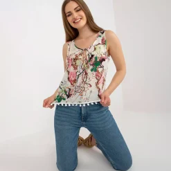 JEANS Lyhythihaiset Paidat Ja Topit>B Fashion Darla kuvioitu toppi valkoinen