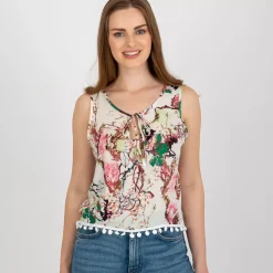 JEANS Lyhythihaiset Paidat Ja Topit>B Fashion Darla kuvioitu toppi valkoinen
