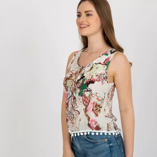 JEANS Lyhythihaiset Paidat Ja Topit>B Fashion Darla kuvioitu toppi valkoinen