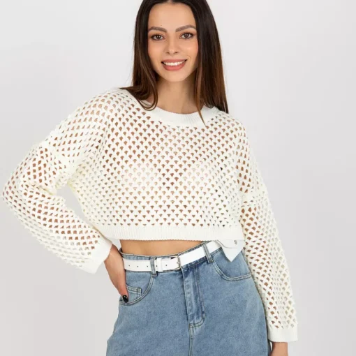 JEANS Neuleet>Badu Carmen lyhyt neulepaita valkoinen