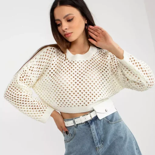 JEANS Neuleet>Badu Carmen lyhyt neulepaita valkoinen
