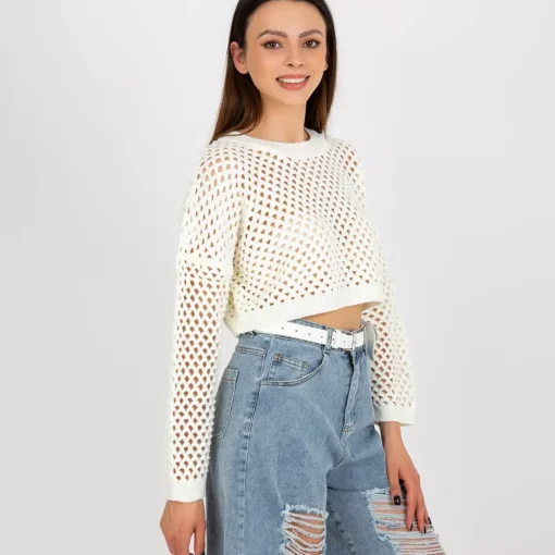 JEANS Neuleet>Badu Carmen lyhyt neulepaita valkoinen