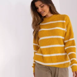 JEANS Neuleet>Badu Carrie raidallinen neulepaita mustard