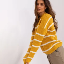 JEANS Neuleet></noscript>Badu Carrie raidallinen neulepaita mustard