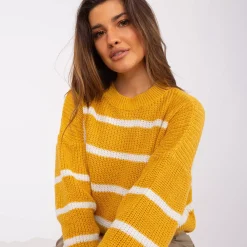 JEANS Neuleet></noscript>Badu Carrie raidallinen neulepaita mustard