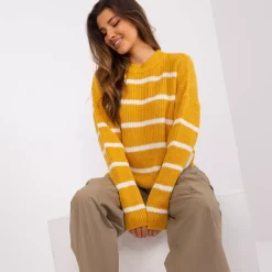 JEANS Neuleet></noscript>Badu Carrie raidallinen neulepaita mustard
