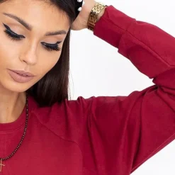 JEANS Pitkähihaiset Paidat | Minimekot></noscript>Basic Kristina pitkä trikoopaita viininpunainen