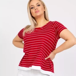 JEANS Lyhythihaiset Paidat Ja Topit | Plus!>Basic Lilianna raidallinen paita burgundi