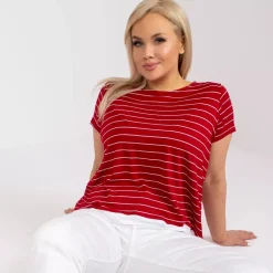 JEANS Lyhythihaiset Paidat Ja Topit | Plus!>Basic Lilianna raidallinen paita burgundi