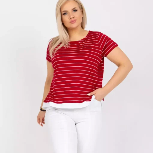 JEANS Lyhythihaiset Paidat Ja Topit | Plus!>Basic Lilianna raidallinen paita burgundi