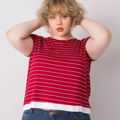 JEANS Lyhythihaiset Paidat Ja Topit | Plus!>Basic Lilianna raidallinen paita burgundi