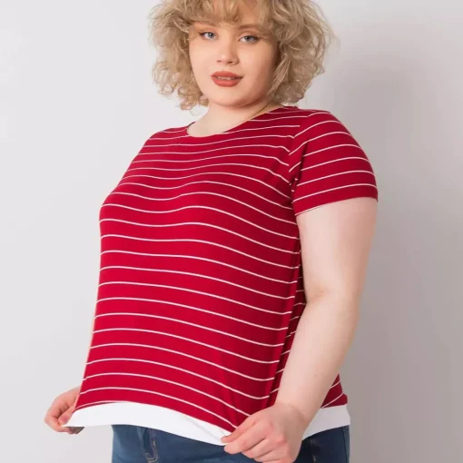 JEANS Lyhythihaiset Paidat Ja Topit | Plus!>Basic Lilianna raidallinen paita burgundi