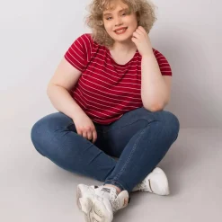 JEANS Lyhythihaiset Paidat Ja Topit | Plus!></noscript>Basic Lilianna raidallinen paita burgundi