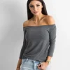 JEANS Pitkähihaiset Paidat>Basic Live Off Shoulder paita tummanharmaa
