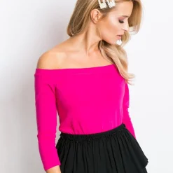 JEANS Pitkähihaiset Paidat></noscript>Basic Live Off Shoulder paita fuksia