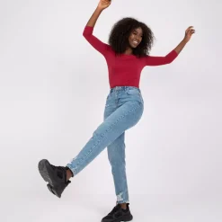 JEANS Pitkähihaiset Paidat>Basic Mona paita burgundi