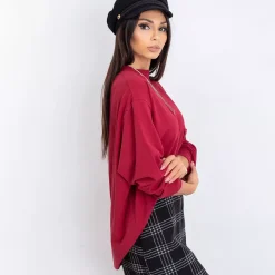 JEANS Pitkähihaiset Paidat></noscript>Basic Twist trikoopaita burgundi