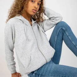 JEANS Hupparit>Basic Zip Up hupparitakki vaaleanharmaa