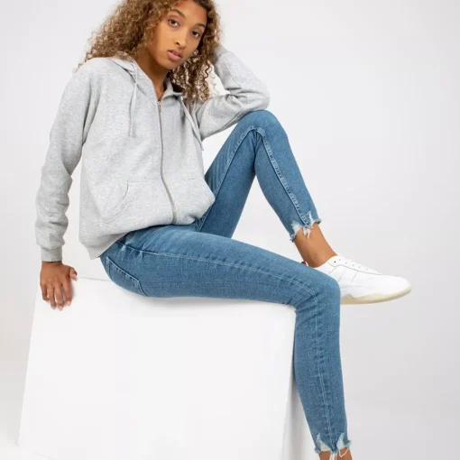 JEANS Hupparit>Basic Zip Up hupparitakki vaaleanharmaa