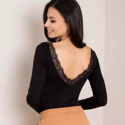 JEANS Pitkähihaiset Paidat>Berrak Cortana Lace body musta