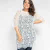 JEANS Plus!>Bubblee brodeerattu tunika valkoinen