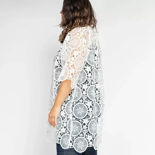 JEANS Plus!>Bubblee brodeerattu tunika valkoinen