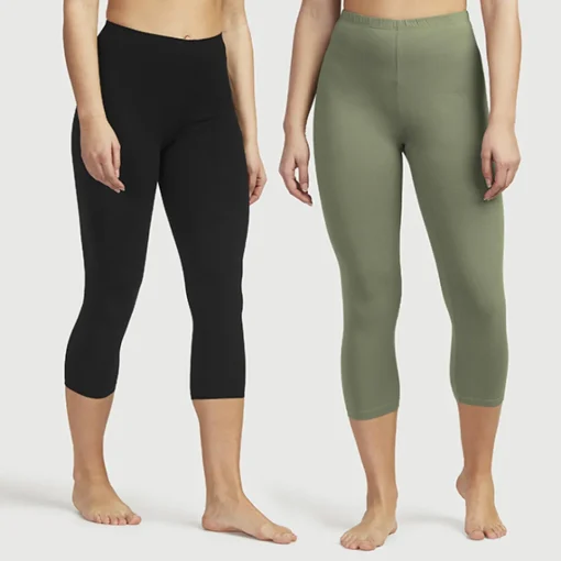 JEANS Leggingsit>Caprileggingsit 2-pakkaus khaki/musta
