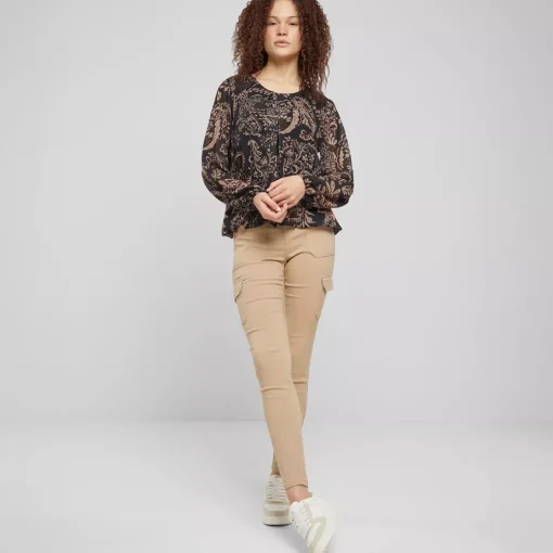 JEANS Pitkähihaiset Paidat>Cloud 5ive kuvioitu sifonkipaita musta