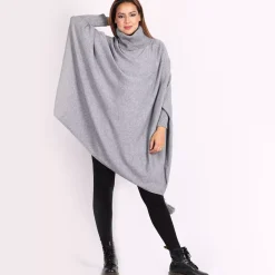 JEANS Neuleet | Plus!>Creme Boheme Tassels neuleponcho v.harmaa