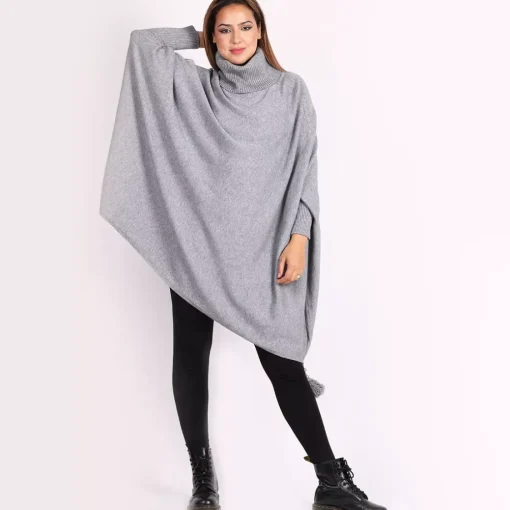 JEANS Neuleet | Plus!>Creme Boheme Tassels neuleponcho v.harmaa