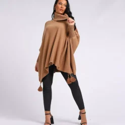 JEANS Neuleet | Plus!>Creme Boheme Tassels neuleponcho kameli
