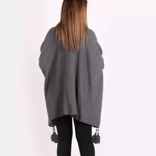 JEANS Neuleet | Plus!>Creme Boheme Tassels neuleponcho t.harmaa