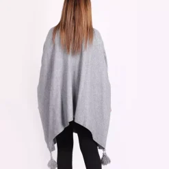 JEANS Neuleet | Plus!></noscript>Creme Boheme Tassels neuleponcho v.harmaa