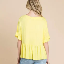 JEANS Lyhythihaiset Paidat Ja Topit></noscript>Culture Code Estela trikoopaita yellow mousse