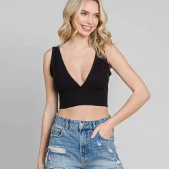 JEANS Lyhythihaiset Paidat Ja Topit>Culture Code Kinsley ribbitoppi musta
