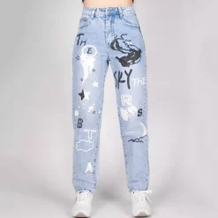 JEANS Farkut>Daysie Boyfriend kuvioidut farkut v.sininen