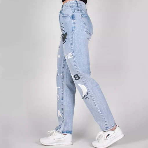 JEANS Farkut>Daysie Boyfriend kuvioidut farkut v.sininen
