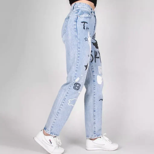 JEANS Farkut>Daysie Boyfriend kuvioidut farkut v.sininen