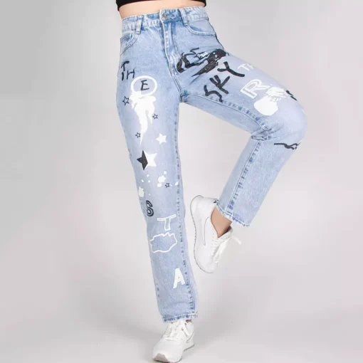 JEANS Farkut>Daysie Boyfriend kuvioidut farkut v.sininen