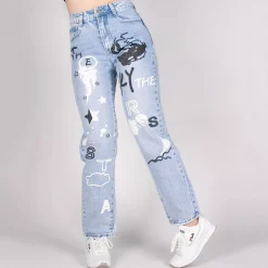 JEANS Farkut></noscript>Daysie Boyfriend kuvioidut farkut v.sininen