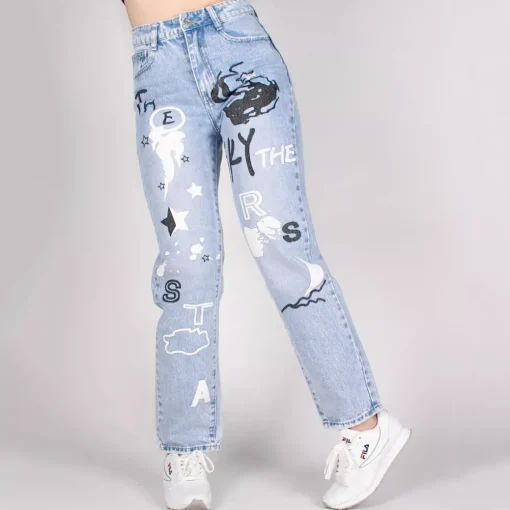 JEANS Farkut>Daysie Boyfriend kuvioidut farkut v.sininen