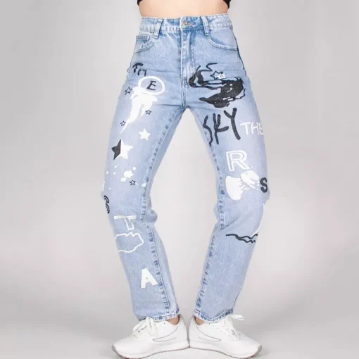 JEANS Farkut>Daysie Boyfriend kuvioidut farkut v.sininen